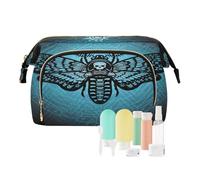 Travel Toiletry Cosmetic Makeup Bag Skull Sugar Skull Butterfly for Women Men Girls, Happy Halloween Gothic Waterproof Makeup Cosmetic Wash Organizer Bag for Travel Essentials