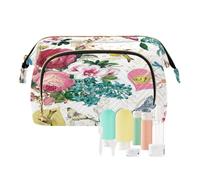 Travel Toiletry Cosmetic Makeup Bag Spring Summer Hearts Flower Blossoms for Women Men Girls, Valentine's Day Waterproof Makeup Cosmetic Wash Organizer Bag for Travel Essentials