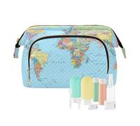 Travel Toiletry Cosmetic Makeup Bag World Map Old for Women Men Girls, Education Waterproof Makeup Cosmetic Wash Organizer Bag for Travel Essentials