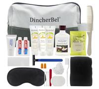 Travel Toiletry Kit, Hygiene Kit for Travel, Business & Charity, 14-Piece Kit Reusable Toothbrush, Bath Soap & Other Essential Toiletries, 1-Pack Cosmetic Bag