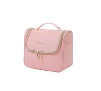Travel Toiletry Large Capacity Storage Bag Cosmetic Bags Portable Pouch Open Make up Organizer with Handle Gift 1pc (pink)