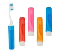 Travel Toothbrush 4PCS Travel Toothbrush Set Mini Toothbrushes Small Tooth Brush Portable Travels Size Toothbrushes Folding Traveling Tooth Brush with Case Individually Wrapped for Home Camping Hiking