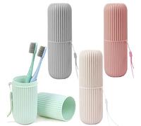 Travel Toothbrush Case,Forreen 4 Pieces Waterproof Toothbrush Box Portable Toothbrush Holder Toothbrush Storage Box With Hanging Rope for Hiking Camping Business Trip