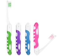 Travel Toothbrush Folding 4 Pack for Adults & Kids, 4 Colours | Soft Bristles, Compact 9.5 cm, Ergonomic Design, For Camping & Hiking, Portable On-the-Go