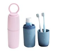 Travel Toothbrush Holder, 8.07x2.36 Inches Mouthwash Cup Tooth Brush Holder for Travels, 2 Piece Storage Organizer with Portable Design for Toothpaste Hotel Camping Outdoor Business Trip Vacation Use