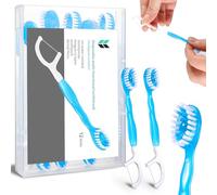 Travel Toothbrushes Set 12 Pack Mini Toothbrush Kit Portable Mini Tooth Brush with Toothpaste 5 in 1 Pre-Tied Floss Tongue Scraper Fresh Breath Toothpick for Travel