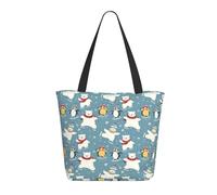 Travel Tote Bag for Women Work - Fashion Lightweight Bear Penguin Snowflakes Print Shoulder Nurse Bag Beach Handbags for Women, Large Tote Purse with Zipper