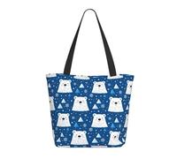 Travel Tote Bag for Women Work - Fashion Lightweight Cute Bear Snowflake Print Shoulder Nurse Bag Beach Handbags for Women, Large Tote Purse with Zipper