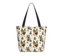 Travel Tote Bag for Women Work - Fashion Lightweight Cute German Shepherds Print Shoulder Nurse Bag Beach Handbags for Women, Large Tote Purse with Zipper