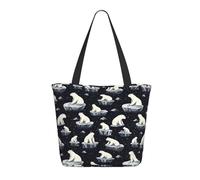 Travel Tote Bag for Women Work - Fashion Lightweight Cute Polar Bear Print Shoulder Nurse Bag Beach Handbags for Women, Large Tote Purse with Zipper