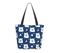 Travel Tote Bag for Women Work - Fashion Lightweight Cute Snowflake Bear Print Shoulder Nurse Bag Beach Handbags for Women, Large Tote Purse with Zipper