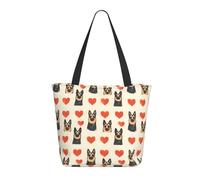 Travel Tote Bag for Women Work - Fashion Lightweight German Shepherd Heart Print Shoulder Nurse Bag Beach Handbags for Women, Large Tote Purse with Zipper