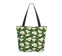 Travel Tote Bag for Women Work - Fashion Lightweight Green Leaf Calla Lily Print Shoulder Nurse Bag Beach Handbags for Women, Large Tote Purse with Zipper