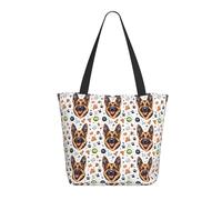 Travel Tote Bag for Women Work - Fashion Lightweight Playful German Shepherd Print Shoulder Nurse Bag Beach Handbags for Women, Large Tote Purse with Zipper