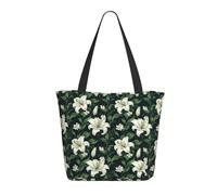Travel Tote Bag for Women Work - Fashion Lightweight White Lily Leaves Print Shoulder Nurse Bag Beach Handbags for Women, Large Tote Purse with Zipper