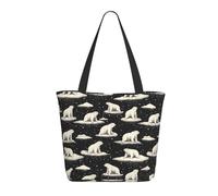 Travel Tote Bag for Women Work - Fashion Lightweight White North Pole Bear Black Print Shoulder Nurse Bag Beach Handbags for Women, Large Tote Purse with Zipper