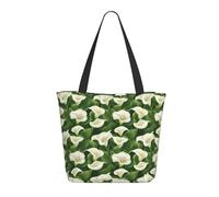 Travel Tote Bag for Women Work - Green Leaf Calla Lily Print Lightweight Shoulder Nurse Bag Beach Handbags for Women, Fashion Large Tote Purse with Zipper