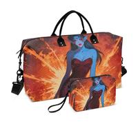 Travel Tote Bag Travel Weekender Gear Bag with Adjustable Strap for Trekking Multifunctional Sexy Demon Beauty in The Fire