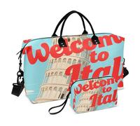 Travel Tote Bag Travel Weekender Gear Bag with Adjustable Strap for Trip Large Capacity Welcome To Italy Scenery Culture
