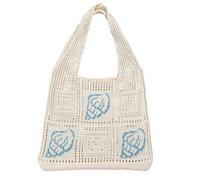 Travel Tote Bags Summer Open Knit Tote - Large Capacity Yarn Shoulder / & Beach (Dark Blue, One Size)