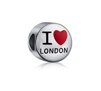 Travel Tourism England UK Words Heart I Love London Charm Bead For Women Teen Enamel .925 Sterling Silver Fit European Bracelet