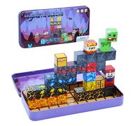 Travel Toy Magnet Building Blocks for Toddlers, 35PCS Christmas Mini Magnetic Blocks, STEM Educational Magnet Toys Gift, Portable Iron Box as Building Base for Kids Ages 3+ Year (Mineral style)