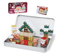 Travel Toy Magnet Building Blocks for Toddlers, 35PCS Christmas Mini Magnetic Blocks, STEM Educational Magnet Toys Gift, Portable Iron Box as Building Base for Kids Ages 3+ Year