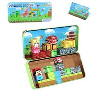 Travel Toy Magnet Building Blocks for Toddlers, 35PCS Christmas Mini Magnetic Blocks, STEM Educational Magnet Toys Gift, Portable Iron Box as Building Base for Kids Ages 3+ Year (Village style)