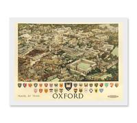 Travel Train Oxford England British Railways Crest Coat Of Arms Heraldry UK Artwork Framed Wall Art Print A4 Artery8 White One Size