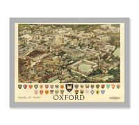 Travel Train Oxford England British Railways Crest Coat Of Arms Heraldry UK Artwork Framed Wall Art Print A4 Artery8 Light Grey One Size