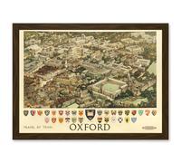 Travel Train Oxford England British Railways Crest Coat Of Arms Heraldry UK Artwork Framed Wall Art Print A4 Artery8 Brown One Size