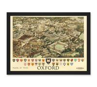 Travel Train Oxford England British Railways Crest Coat Of Arms Heraldry UK Artwork Framed Wall Art Print A4 Artery8 Black One Size