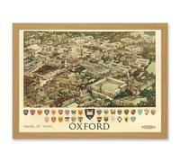 Travel Train Oxford England British Railways Crest Coat Of Arms Heraldry UK Artwork Framed Wall Art Print A4 Artery8 Light Oak One Size