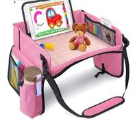 Travel Tray, Indoor & Outdoor Learning Educational Toys Play Tray Lap Desk with Dry Erase Top - 6 Pens & 5 Drawing Papers - Multifunctional Activity Tray for Kids Toddlers Boys Girls (Pink)