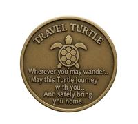 Travel Turtle Coin - Turtle Compact Commemorative Coin | Double-Sided Engraved Blessing Poem Collectible Portable Metal Keepsake for Graduation Marine Lover Travelers Birthday Holiday