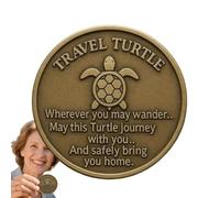 Travel Turtle Coin - Turtle Compact Commemorative Coin | Special Metal Keepsake Double-Sided Portable Engraved Blessing Poem for Holiday Birthday Anniversaries Graduation Collectors Travelers