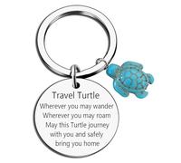 Travel Turtle Keychain, Stainless Steel Turtle Keychain Keyring Pendants, Good Luck Charm for Women Men, Cute Key Rings Gift for Her Sister Best Friends Colleague Graduation Birthday(COLOR:Silver)