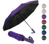Travel Umbrella, Automatic Umbrellas for Rain, Windproof Compact Umbrella, Folding Sun Umbrella UV Umbrella, Portable Large Umbrella for Backpack, 10 RIBS Purple