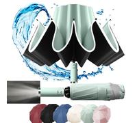 Travel Umbrella, Compact, LED light, Windproof, Reverse folding design, Increase with thicken the umbrella surface, Large Auto Open/Close, Sturdy Portable and Lightweight for Easy Carry, Men and Women