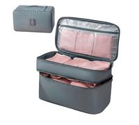 Travel Underwear Organizer Bag Lightweight Double Layer Large Capacity Pack Cube Lingerie Socks Cosmetic Bag,Grey 8#