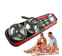 Travel Utensil Set, Camping Tableware Set,Camping Utensil Kit | Complete Stainless Steel Cutlery Set with Bowls, Chopsticks, Spoons for Travel and Cooking