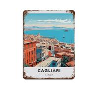 Travel Vintage Retro Cagliari Poster Italy Print Cagliari Travel Print Tin Sign Vintage Metal Pub Club Cafe Bar Home Wall Art Decoration Poster Retro Style 20x30cm
