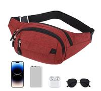 Travel Waist Bag - Ideal for Hiking, Functional Design, Waterproof Waist Bag, Perfect for Running, Walking the Dog, Shopping and Camping, Comfort and Style on Any Adventure, red, see description, See