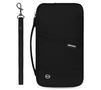 Travel Wallet Family Passport Holder, Portable Travel Document Organiser RFID Blocking Waterproof Portable Travel Wallet for Women Men for ID Card Credit Cards Flight Tickets Money Coins Phone-Black
