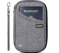 Travel Wallet RFID Blocking Document Organizer Bag, Family Passport Holder, Grey, Portable, Trendy