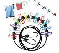 Travel Washing Line, 12 Colorful Clip Portable Clothesline, Travel Washing Line with Pegs, Resuable Indoor Drying Clothes Line & Outdoor Travel Camping Accessories