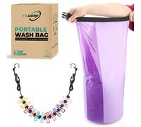 Travel Washing Machine & Retractable Clothesline - Hand Washing Machine & Portable Clothes Washer - Durable Travel & Camping Laundry Wash Bag - Portable Manual Clothes Washer - Black-Lavender