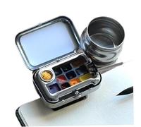 Travel Water Color Paint Set, Travel Water Color Paint Set, 10 Grids Empty Mini Watercolor Palette with Magnetic Clip and Pen Washer Jug, Portable Watercolor Palette