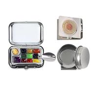 Travel Watercolor Palette - 10-Grid Mini Empty Watercolor Case With Magnetic Clip, 6x4.4x2.3cm Small Artist Paint Palette - For Travel Classroom Hiking School Outdoor Camping Journaling Sketching