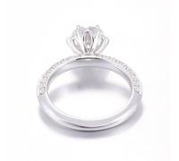 Travel Wedding Ring Set Moissanite, Pinky Rings for Women 18.1K White Gold Classic 6 Claws with 2Ct Round Moissanite Size I 1/2
